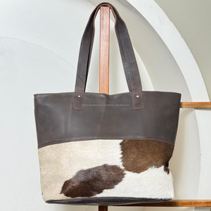 Sac fourre-tout de luxe fait à la main en cuir de vachette véritable poignées durables grande capacité élégant sac à main à bandoulière pour les femmes - Product Image 3