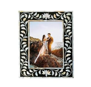 Mother of Pearl Inlay Decorative Photo <b>Frame</b> – <b>Black</b> & White Colour | Handmade Floral Inlay Picture <b>Frame</b> Luxury - Product Image 1