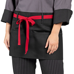Tablier tissé marron pour femme avec rayures blanches et poches, idéal pour l'uniforme du personnel de service de restaurant et de bar - Collection 2026 à succès - Product Image 5