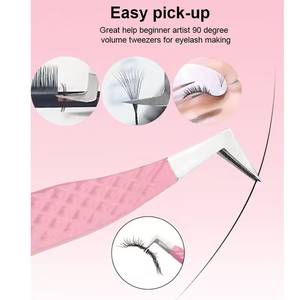 Juego de Pinzas para Pestañas de Acero Inoxidable Rosa, Puntas de Precisión para Herramientas de Extensión de Pestañas - Product Image 2