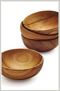 Juego de Tazones de Madera Hechos a Mano, sin Recubrimiento, Naturales, Estilo Wabi Sabi, Vajilla para Servir, para Cocina y Hogar - Product Image 6