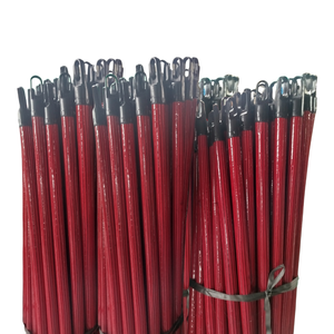 Vdex Red Stripe PVC Color <b>Plastic</b> Wooden Broom Handle 120cm x 2.2 Stick Natural Manufacturing Mop <b>Rod</b> Home Cleaning Household - Product Image 1