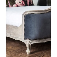 Lit français en velours rembourré élégant meubles de chambre de luxe meilleure qualité bois de teck massif vente entière
