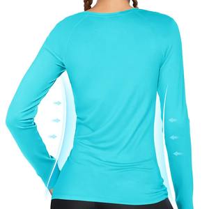 Wholesale Custom Logo Compression Gym Shirt Women Knitted Quick Dry Spandex/Nylon Winter Workout Top <b>Tight</b> Fit Activewear - Product Image 6