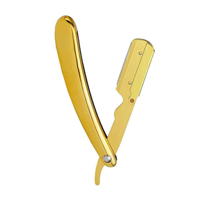 Navaja de Afeitar Profesional Kaamir Instruments, Plegable, Dorada, con Acabado Espejo de Lujo, Calidad de Salón, Manual, Súper - Product Image 1