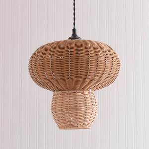 Wholesale <b>Mushroom</b> Rattan Lampshade Two Tiered Pendant <b>Light</b> Shade Creative Handwoven Hanging Ceiling Fixture For Home - Product Image 2