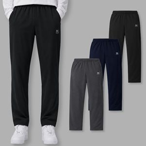 Pantalon de survêtement sport pour homme en Spandex/Nylon, taille élastique, léger, décontracté, avec poches, gris moyen, marine, noir, été - Product Image 1
