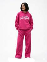 Ensemble survêtement tendance 2 pièces en molleton 100 % coton avec sweat à capuche oversize et pantalon de jogging, motif graphique lettres roses