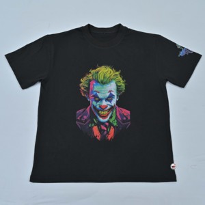 Mens Black <b>T</b>-<b>Shirt</b> With <b>Joker</b> Character Print Short Sleeve O-Neck OEM Casual Jersey Fit Regular Length Digital Print 100% Cotton - Product Image 3