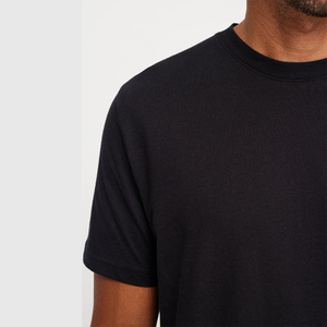 T-shirt noir uni pour homme, design personnalisé, manches courtes, pull-over, tissu jersey surdimensionné, poids 240 grammes - Product Image 2