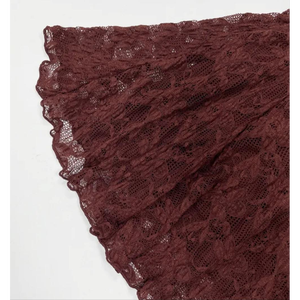 Robe mini vintage à manches longues en dentelle florale (ourlet festonné) - Product Image 6