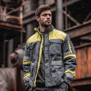 <b>Waterproof</b> Bomber Jacket Men Hi Vis Workwear Zipper Front Jacket Tops Men's High Quality Clothing Safety Jackets Outdoor <b>Work</b> - Product Image 2