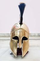 Casque d'armure corinthien médiéval grec en acier électroplaqué, avec plume, pour chevalier, sur mesure, fait main, gaufré, poli, long