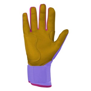 Guantes de Bateo de Cuero Morado con Ribete Rosa, Acolchados, Unisex, para Adultos, de Entrenamiento - Product Image 4