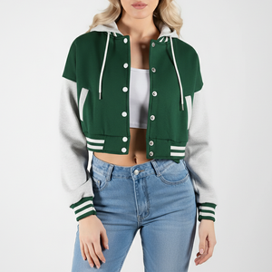 Chaqueta Bomber Varsity de Invierno con Capucha, Estilo Urbano, de Algodón Teñido Liso Transpirable y Ecológico, de Calidad Premium, Personalizada - Product Image 1