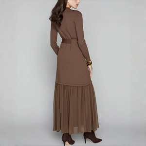 Vestido Largo de Mujer de Algodón, Cuello Camisero, Corte en A, Tejido Acordonado Natural, Ecológico, Hecho a Mano, Transpirable, Antiarrugas, de Lujo - Product Image 1