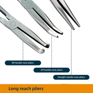 11" Long Reach Needle Nose <b>Pliers</b> <b>Set</b> – 3 Piece (Straight, 45° Bent & 90° Bent Heads) | Extra Long Precision Reach <b>Pliers</b> - Product Image 2
