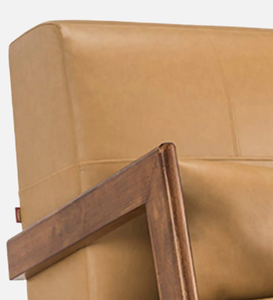 Sillón Moderno de Cuero Sintético con Estructura de Madera Maciza, Diseño de Mediados de Siglo, Sillón Tapizado para Sala de Estar, Muebles para el Hogar - Product Image 6