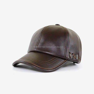 Casquette de baseball en cuir véritable avec logo personnalisé pour hommes, design six panneaux, haute qualité, chaude, style papa, mode hiver, vente en gros - Product Image 5
