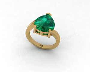 Beautiful 18K Gold Rhodium 925 <b>Silver</b> 8x10mm Pear <b>Emerald</b> Quartz Gemstone Prong Set Luxury Designer <b>Ring</b> For Engagement Wedding - Product Image 5