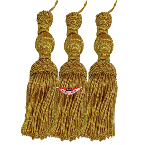 Borla de alambre dorado trenzado de 17 cm, flecos de alambre de cobre hechos a mano - Product Image 3