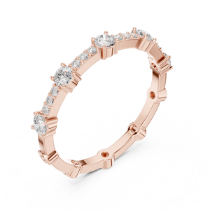 Anillo de Eternidad con Diamantes Cultivados en Laboratorio en Oro Rosa para Mujer |   Anillo Apilable de Aniversario de Bodas con Corte Redondo y Puntas Compartidas, Regalo - Product Image 4
