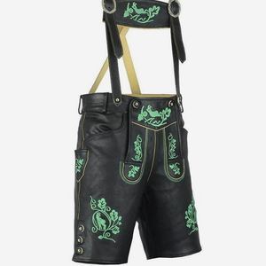 Pantalones Lederhosen de Cuero Genuino Negro para Hombre, Estilo Trachten, para Festivales, Tallas Europeas 46 a 62, En Stock - Product Image 1