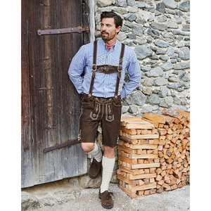 Chemise traditionnelle OEM, style bavarois allemand, Lederhosen, bleu et blanc, 100% coton à carreaux, look vintage, chemise Lederhosen. - Product Image 4