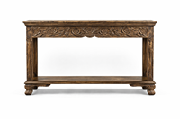 Console moderne en bois massif avec rangement à hauteur réglable, miroir inclus, design artisanal durable pour salon et entrée