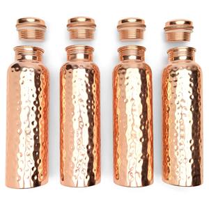 Designer Copper <b>Bottle</b> Collection Assorted Metal <b>Flask</b> Smooth Ribbed Patterned Travel Hydration Gift Selection Premium - Product Image 5