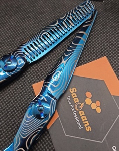 Hair Cutting <b>Thinning</b> Scissors Set 9Cr Steel 6.0 Inch Blue Precision <b>Mirror</b> Polished Sharp Ergonomic Handle for Hair Studio - Product Image 3