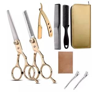 Ensemble professionnel de ciseaux de coiffure, peignes, étui, acier inoxydable 440C, manche en acier inoxydable, pour droitiers, outils de salon - Product Image 1