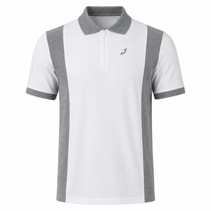 Polo de rendimiento personalizado para hombre, 220GSM, algodón, poliéster reciclado, piqué de nido de abeja, cremallera de cuarto, puños acanalados, OEM - Product Image 3