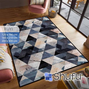 พรมลายโมเดิร์นแบบนามธรรม Shufu ขายส่ง ผลิตจากผ้าฟลานเนลที่เป็นมิตรกับสิ่งแวดล้อม ขอบกันลื่น ทนทาน เหมาะสำหรับใช้ในบ้าน - Product Image 2