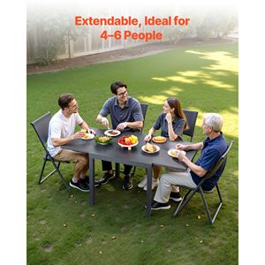 Outdoor Aluminum Frame Backyard <b>Bistro</b> <b>Tables</b> 32-63 Inch Expandable Rectangular Patio Dining <b>Table</b> Metal Steel Slat for Garden - Product Image 2