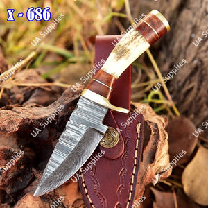 มีดสกินเนอร์ EDC งานแฮนด์เมดระดับพรีเมียม เหล็กดามัสกัส ด้ามเขาสัตว์ ทองเหลือง สำหรับล่าสัตว์ ตั้งแคมป์ ใช้ในยุทธวิธีกลางแจ้ง  ขั้นต่ำในการสั่งซื้อน้อย ขายส่ง รับผลิตแบบ OEM - Product Image 3