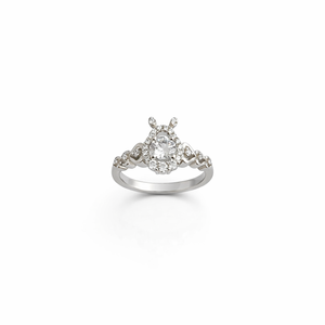 Namivaa 925 Sterling Silver Round Brilliant Diamond Halo <b>Cocktail</b> <b>Ring</b> Vintage Filigree Design for Women Wedding Party Gift - Product Image 2