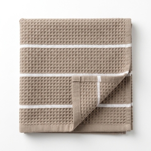 Serviettes de cuisine en coton 100% rayées à motif gaufré, 16x28 pouces, douces, absorbantes, séchage rapide, faible peluchage, pour usage domestique - Product Image 1