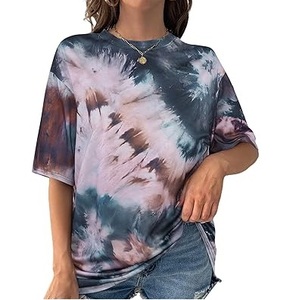 Camisetas Tie Dye de Moda para Mujer, Logotipo Personalizado, Camisetas Tie Dye de Algodón de Alta Calidad para Mujer en Venta a Bajo Precio OEM - Product Image 4
