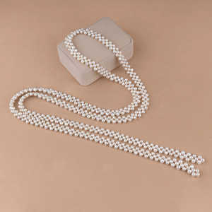 Collar de Perlas Tejido a Mano WENCHI, Cadena de Suéter con Perlas de 4-5 mm, Elegante y Duradero - Product Image 1