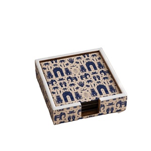 Amazing Style Reusable MDF Board <b>Coasters</b> <b>Set</b> of 4 Pcs with Enamel Sticker Print Non-Slip & Heat Resistant Very Good Price - Product Image 3