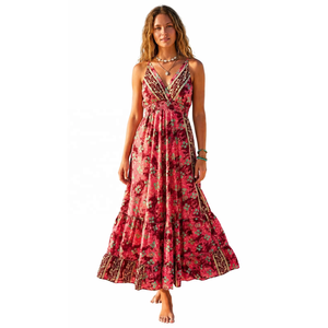 Vestido Largo de Seda con Estampado Floral, Elegante, Veraniego, Personalizado, Estilo Y2K, Talla Única, Informal, para Vacaciones en la Playa - Product Image 1