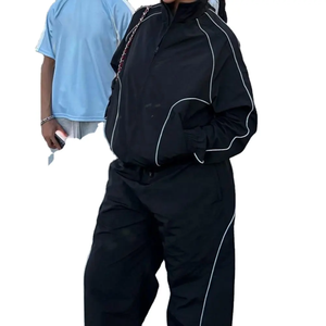 <b>Men</b> <b>Black</b> Tracksuit Full Sleeve <b>Turtleneck</b> Sporty Loose Fit With Side Pockets Quick Dry Autumn Wear - Product Image 2