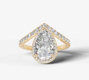 Anillo de Moissanita en Plata de Ley 925 con Baño de Oro Amarillo, Corte Pera, Anillo de Compromiso Clásico Solitario, para Novia, Boda, Fiesta, de Lujo - Product Image 1