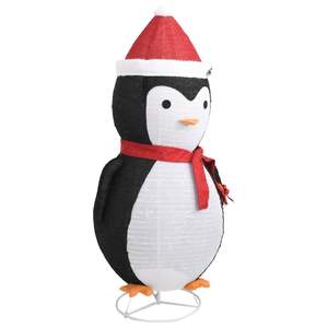 Figura Decorativa de Pingüino de Nieve Grande en Blanco y Negro con Iluminación, Hecha de Poliéster y Acero - Product Image 3