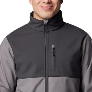 Men_s Custom Design Winter Workwear Softshell <b>Jacket</b> Windproof Waterproof <b>Fleece</b> <b>Lining</b> Stand Collar Zipper Closure Front Logo - Product Image 4