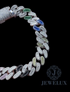 Cadena cubana de eslabones helados de alta demanda, estilo moissanita completa, joyería de lujo hip hop, chapado en oro de 18K, personalizable - Product Image 2