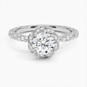Bague en argent sterling 925 avec diamant de laboratoire taille ronde et bande torsadée, bijoux de fiançailles élégants pour la vente en gros - Product Image 1