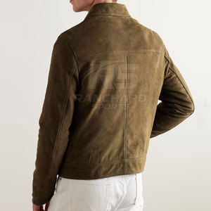 Streetwear Mens <b>Suede</b> Leather <b>Jacket</b> Premium Soft Finish Slim Fit Classic Casual Fashion Wear - Product Image 5