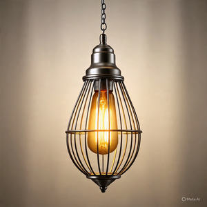 Lámpara de Techo Moderna de Hierro con Colgante Metálico de Alambre, Diseño Artesanal, Ideal para Sala de Estar y Comedor - Product Image 1